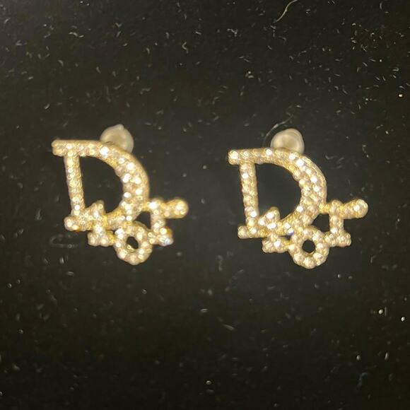 Christian Dior Gold and CZ Button Stud Earrings (CDXX020) - Picture 2 of 4